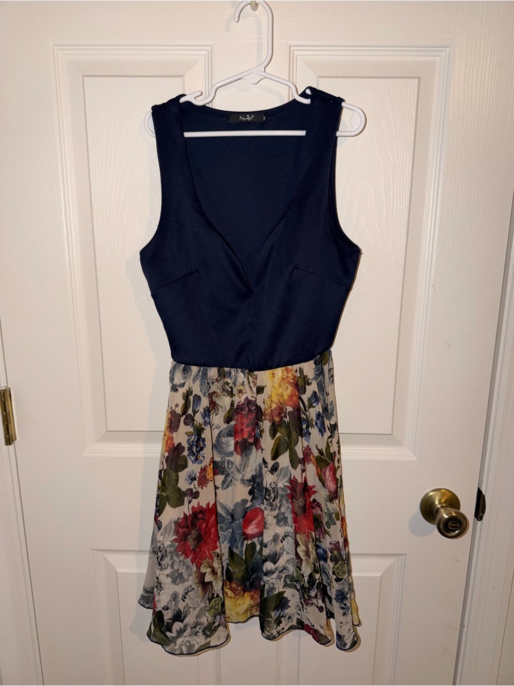 Papaya Navy Bodice Floral Mini Dress